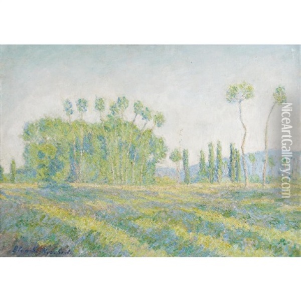 Les Ombres Sur La Prairie (giverny, La Plaine Des Ajoux) Oil Painting - Blanche Hoschede-Monet