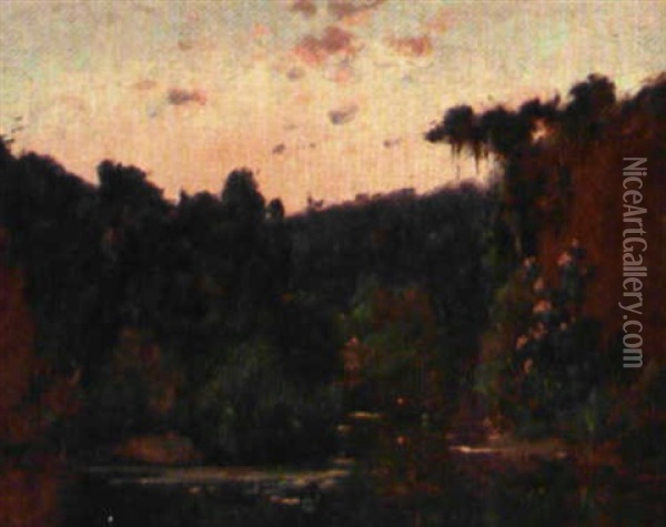 Bord D'etang Fleuri Oil Painting - Eugene F. A. Deshayes