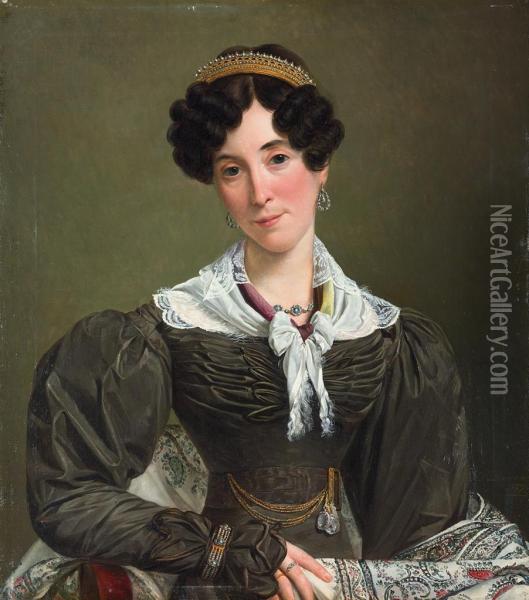 Portrait Of Victoire Du Bois, Wife Of Felix Eloy Oil Painting - Jean-Henri Decoene