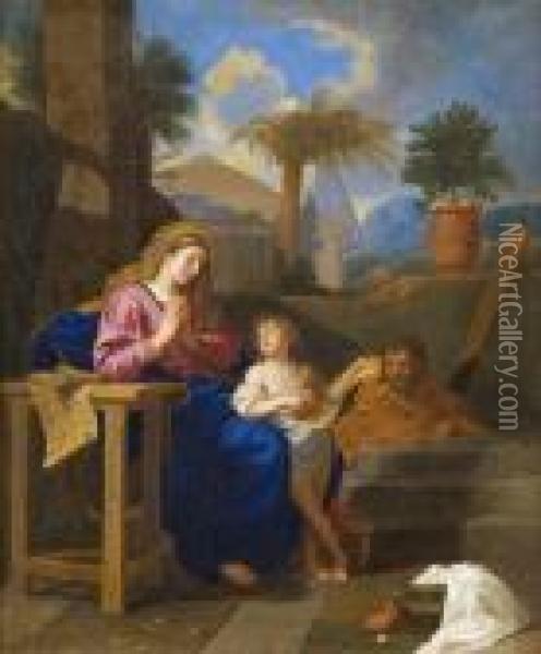 Sacra Famiglia Oil Painting - Charles Lebrun