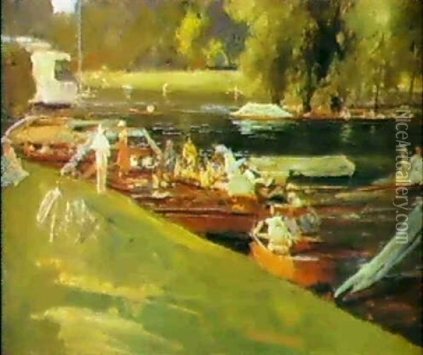 The Thames At Remenham Oil Painting - John Lavery