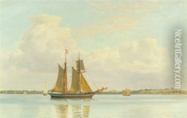 Sejlskibe Ved Kalundborg Oil Painting - Christian Blache