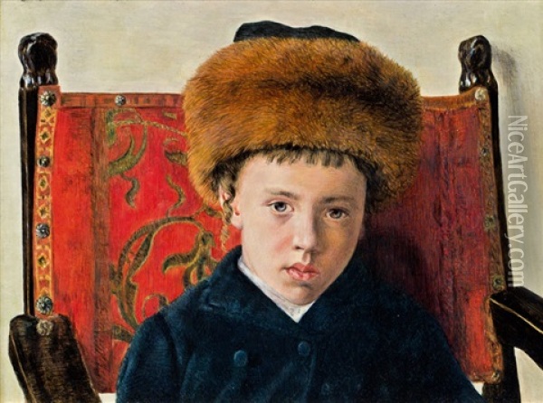 The Son Of The Rabbi Of Belz Oil Painting - Isidor Kaufmann