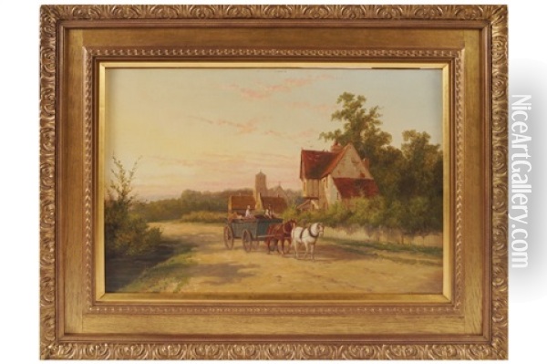 Cart Being Pulled Oil Painting - William Raymond Dommersen