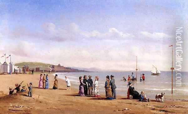 Beach Scene in Normandy Oil Painting - Conrad Wise Chapman
