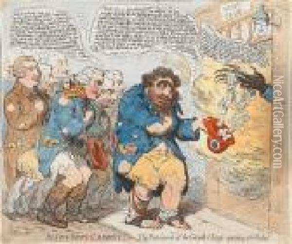 Blue And Buff Charity;-or-the Patriarch Of The Greek Clergy Applying For Relief Oil Painting - James Gillray