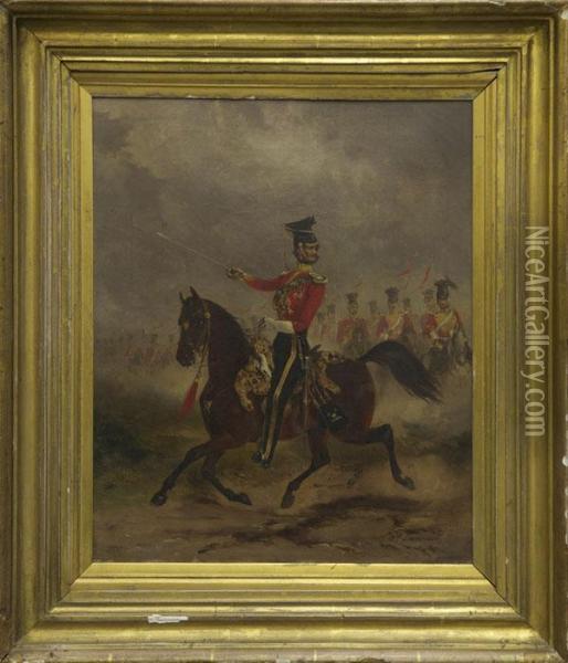 Study Of A Mounted Officer Oil Painting - Henry Martins