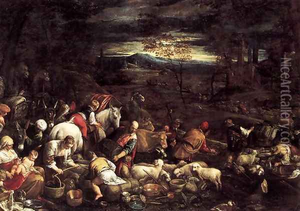 Return of Jacob with His Family Oil Painting - Jacopo Bassano (Jacopo da Ponte)