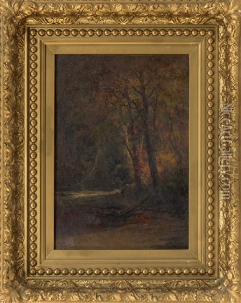 A Fisherman On An Autumn River Oil Painting - Edward Hill