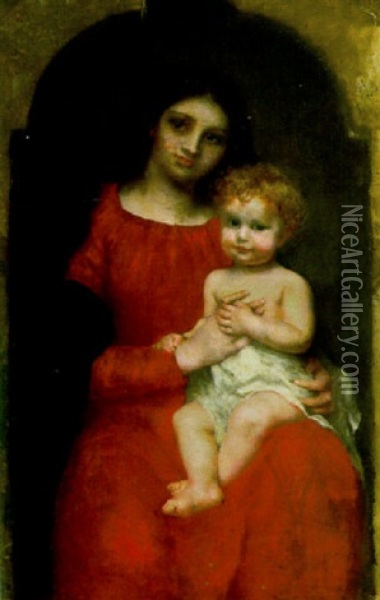 Madonna Mit Kind Oil Painting - Emanuel Schaltegger