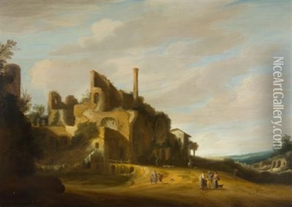 Sudliche Landschaft Mit Ruine Oil Painting - Pieter Anthonisz van Groenewegen