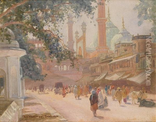 Delhi Street Scene Oil Painting - Roderick D. Mackenzie