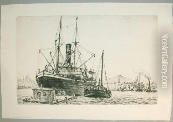 Whalers At New Bedford; Mullet 
Fishing; The Tanker; Wreck At Blockisland; The Navigator Olinda; The 
Pinkey Gleaner; Beach At Nevis;landing Stage, Montserrat; Dominica; St. 
Vincent (2); Nanking Roadpontoon; Alexandria Oil Painting - Reynolds Beal