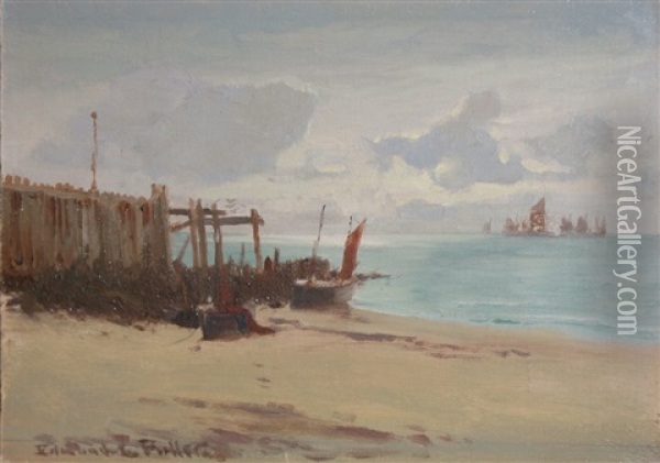 The Old Breakwater, Saint Ives Oil Painting - Edmund George Fuller