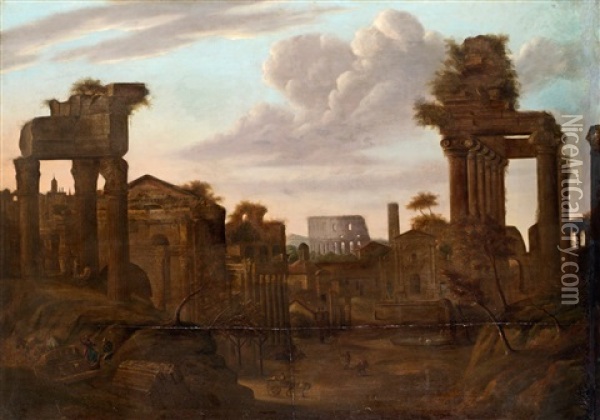 Vy Over Forum Romanum Mot Colosseum, Rom Oil Painting - Peeter van Bredael