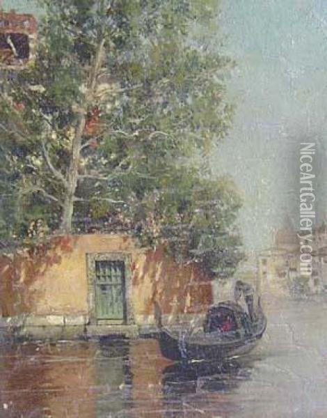 Canal Scene Oil Painting - Martin Rico y Ortega