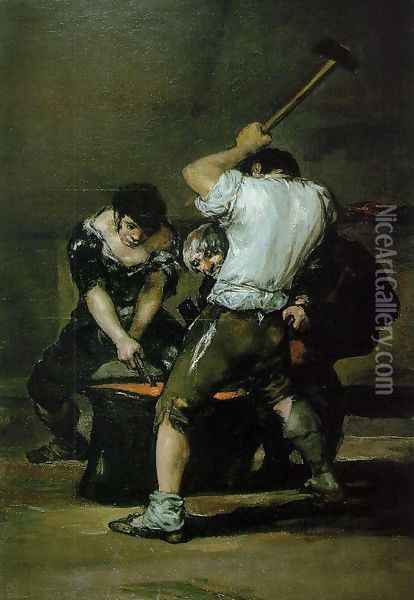 The Forge Oil Painting - Francisco De Goya y Lucientes