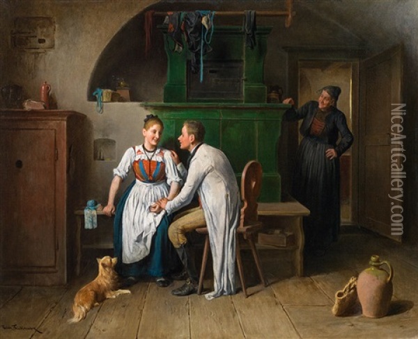 Couple In Love Oil Painting - Friedrich Ritter von Malheim Friedlaender