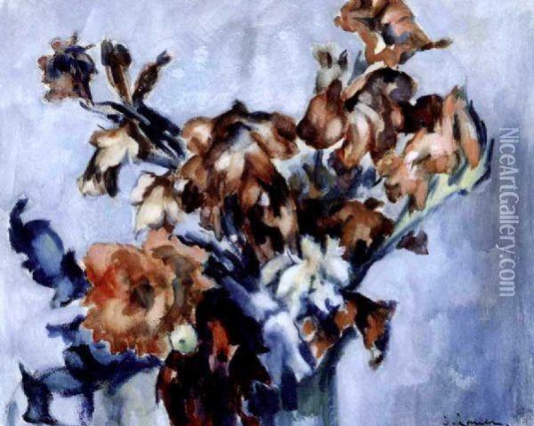 Gladiolen Oil Painting - Heinrich Nauen