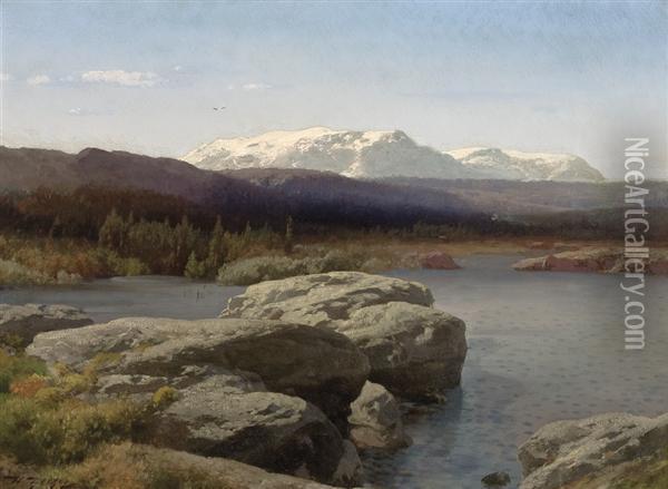 Distant Mountains Oil Painting - Herman Herzog