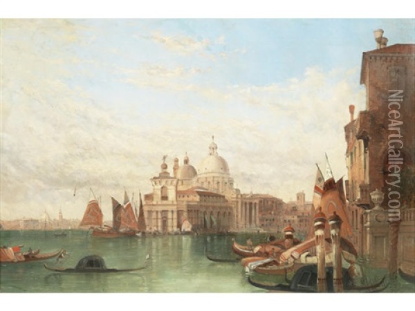 Views Of Venice (pair) Oil Painting - Alfred Pollentine