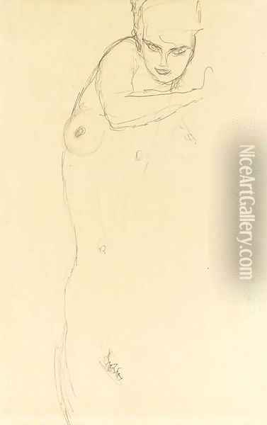 Stehender Akt von vorne Oil Painting - Gustav Klimt