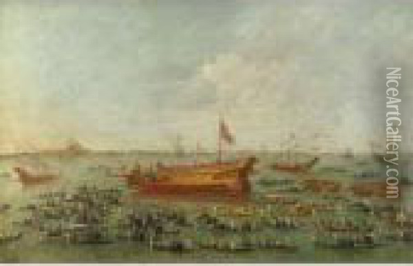 Venezia, Andata Del Bucintoro Verso San Nicolo' Del Lido Oil Painting - Francesco Guardi