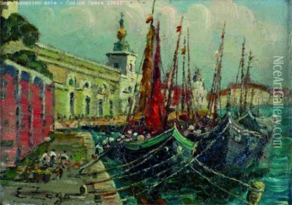 Barche In Laguna Oil Painting - Erma Zago