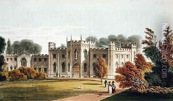 Roehampton Priory, from Ackermanns Repository of Arts, published 1827 Oil Painting - Stockdale, Frederick Wilton Litchfield