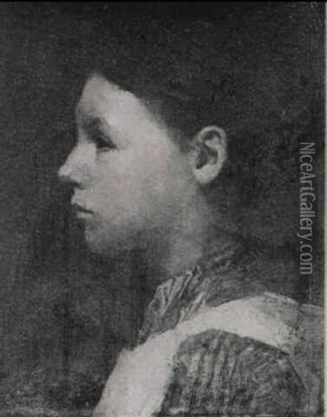 Portrait Of A Girl Oil Painting - Sir George Clausen