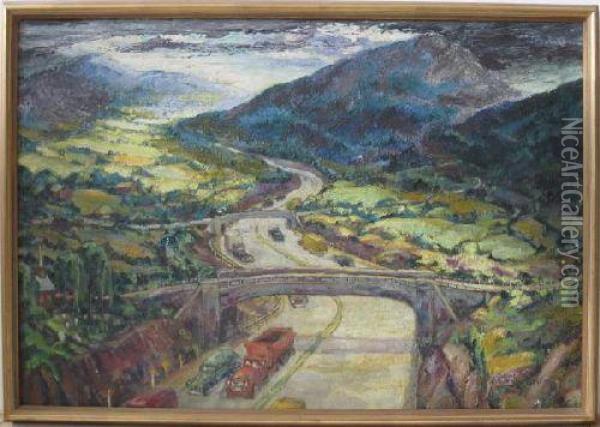 Highway Through The Mountains Oil Painting - William Joseph Eastman