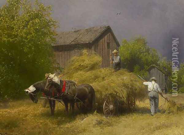 Making Hay While the Sun Shines Oil Painting - Herman Herzog