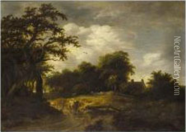 Landscape With Cattle On A Woodland Path Oil Painting - Gillis Rombouts