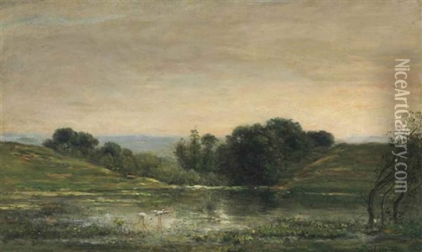 Etang De Gillieu, Dauphine: Solitude Oil Painting - Charles Francois Daubigny