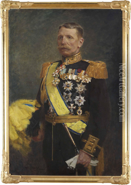 General Hugo Jungstedt Med Maka Cecilia Oil Painting - Axel Jungstedt