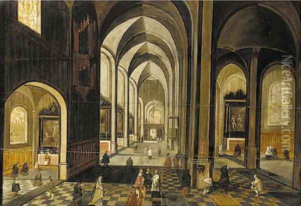 The interior of a gothic church, looking east Oil Painting - Hendrick van, the Younger Steenwyck