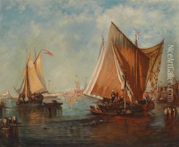 Segelschiffe In Der Venezianischen Lagune Oil Painting - Paul Charles Emmanuel Gallard-Lepinay