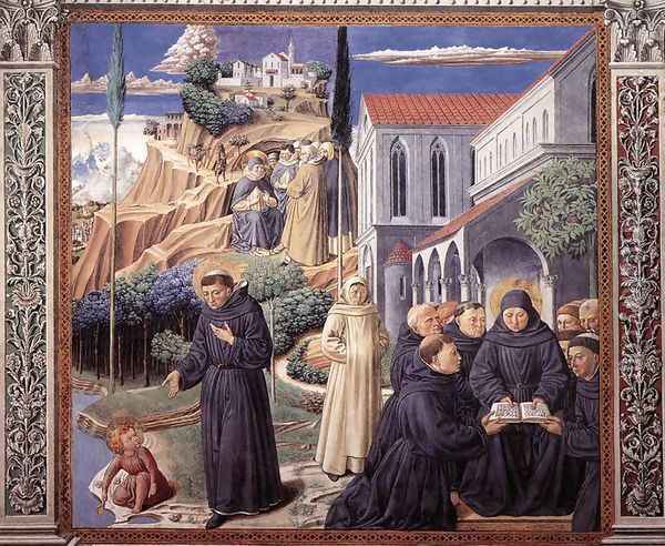Scenes from the Life of St Francis (Scene 12, south wall) Oil Painting - Benozzo di Lese di Sandro Gozzoli