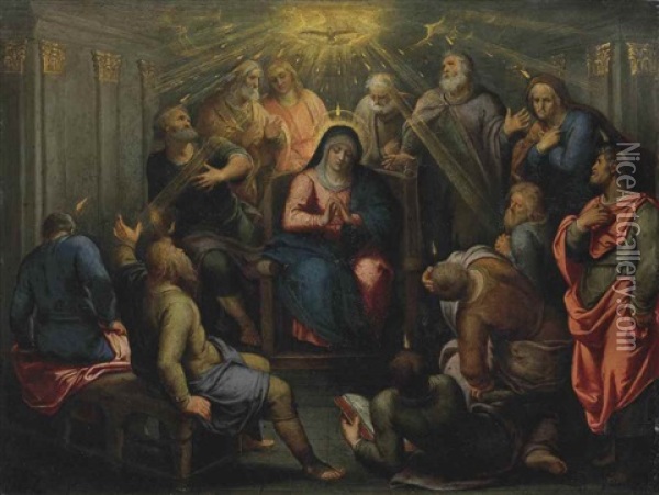 The Pentecost Oil Painting - Otto Octavius van Veen