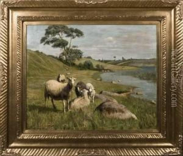 Fischer, Dutch Sheep In A Land Oil Painting - Vilhelm Theodor Fischer