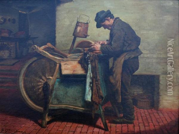 The Knife Grinder Oil Painting - George G. Bullock