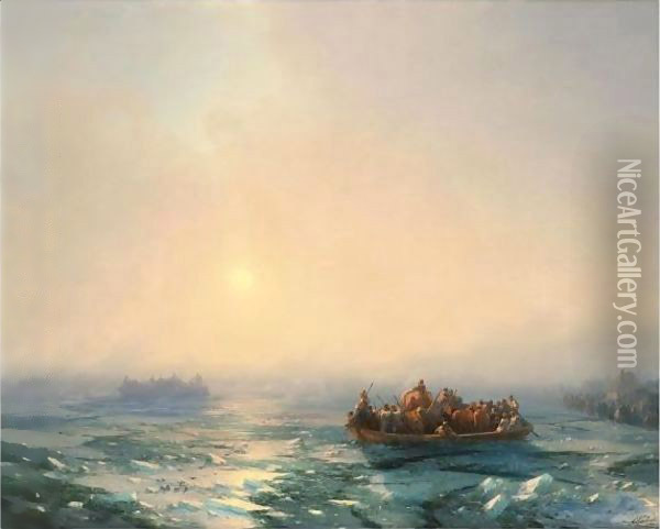 Ice On The Dniepr Oil Painting - Ivan Konstantinovich Aivazovsky