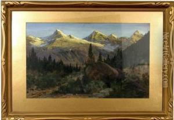 Canadian Rockies Scene Oil Painting - Marmaduke Matthews