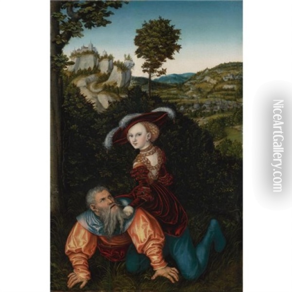 Phyllis And Aristotle Oil Painting - Lucas Cranach the Elder