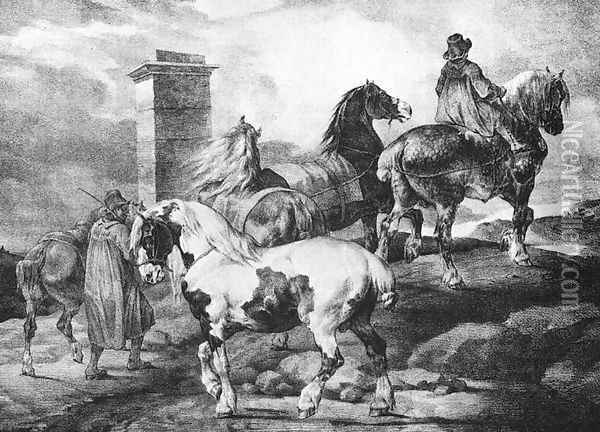 English Scenes - Horses Oil Painting - Theodore Gericault