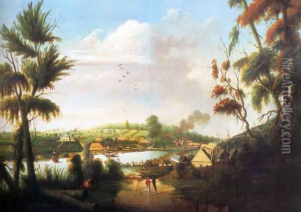 A Direct North General View Of Sydney Cove Oil Painting - Thomas Watling