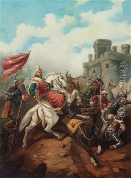 Osmanli Kusatmasi Oil Painting - Hasan Riza