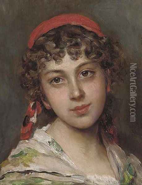 Portrait of a young girl Oil Painting - Eugene de Blaas