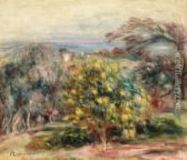 Paysage Des Collettes (landscape At Collettes) Oil Painting - Pierre Auguste Renoir
