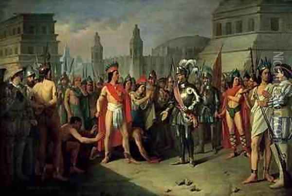 The Imprisonment of Guatimocin by the Troops of Hernan Cortes Oil Painting - Carlos Maria Esquivel